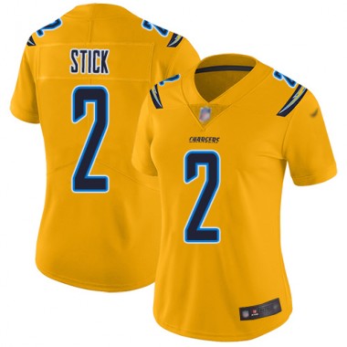 Los Angeles Chargers NFL Football Easton Stick Gold Jersey Women Limited 2 Inverted Legend